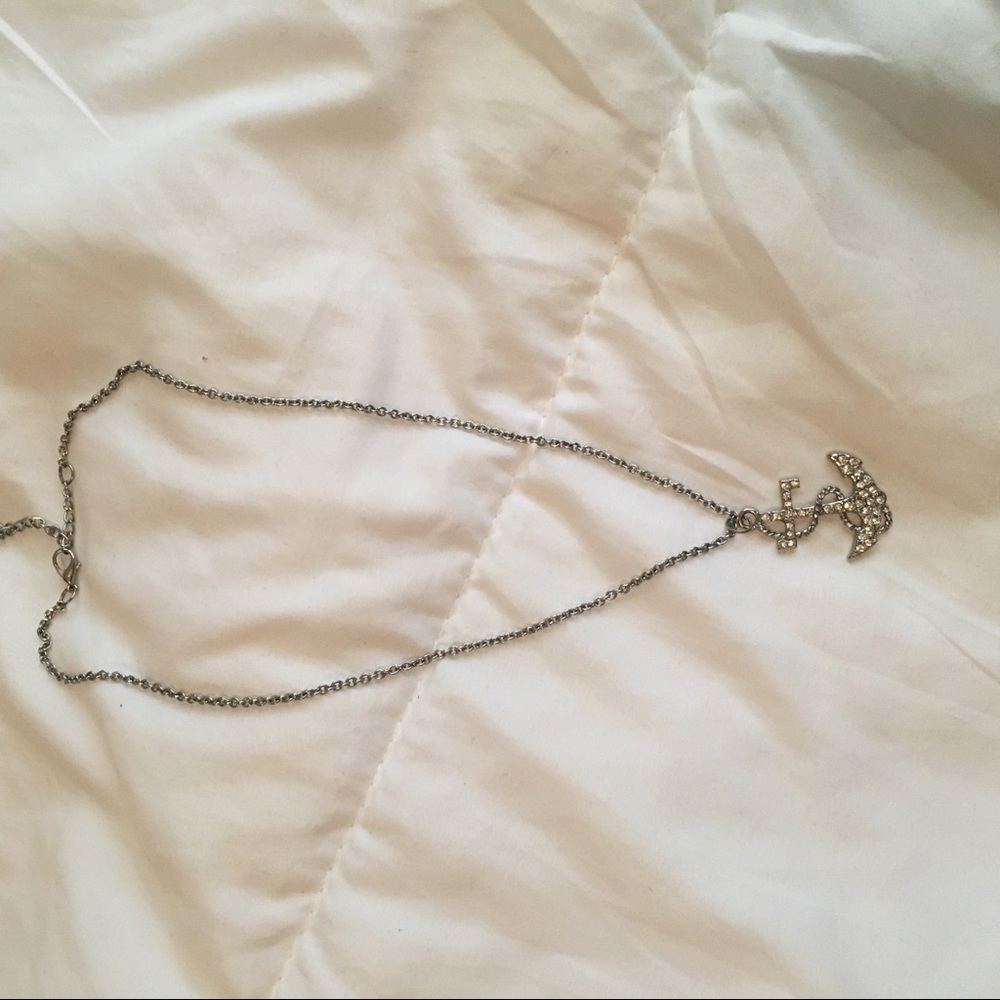 Rhinestone Anchor Necklace